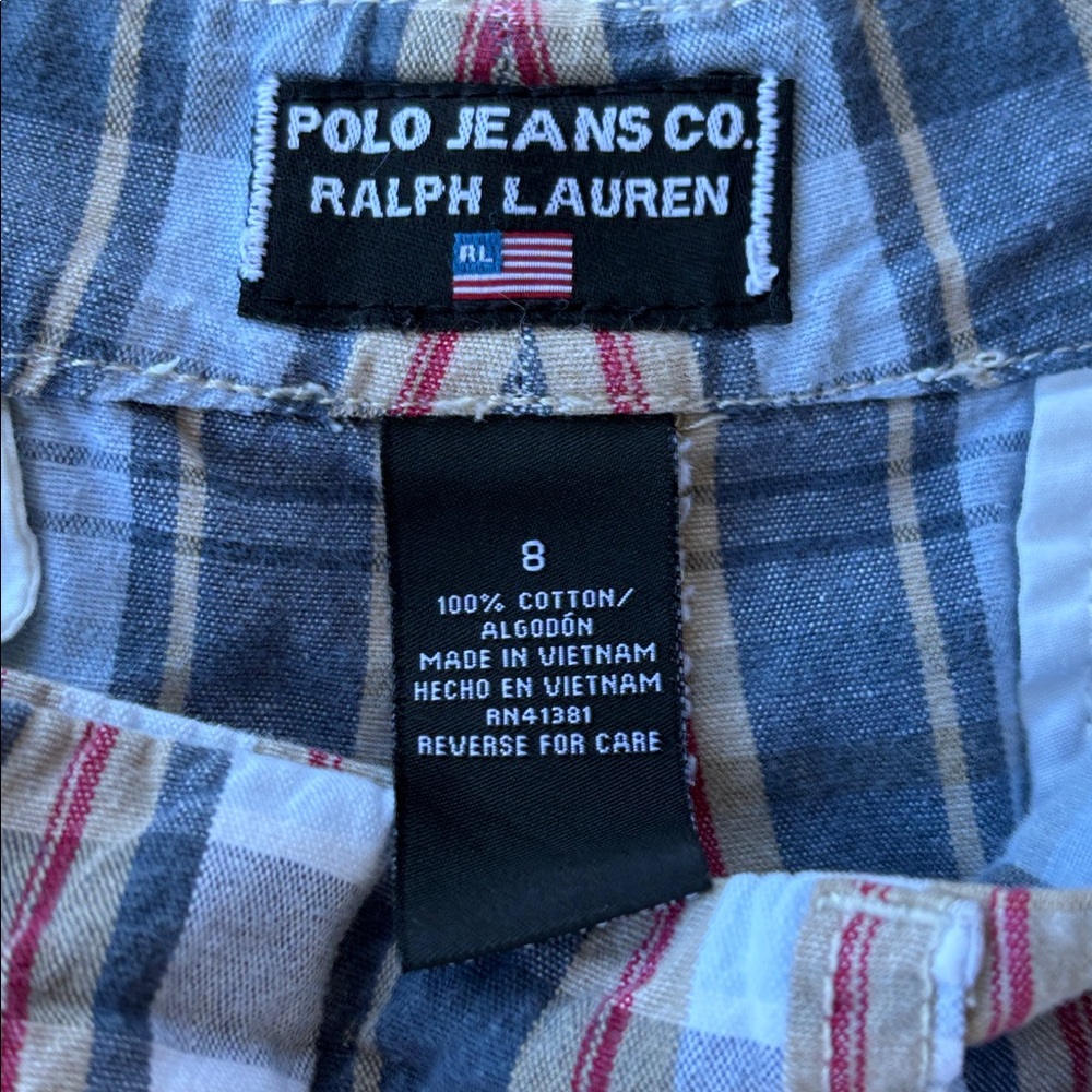 Polo by Ralph Lauren Co Sz 8 Womens Vintage Madras Blue Plaid Shorts - Picture 2 of 6